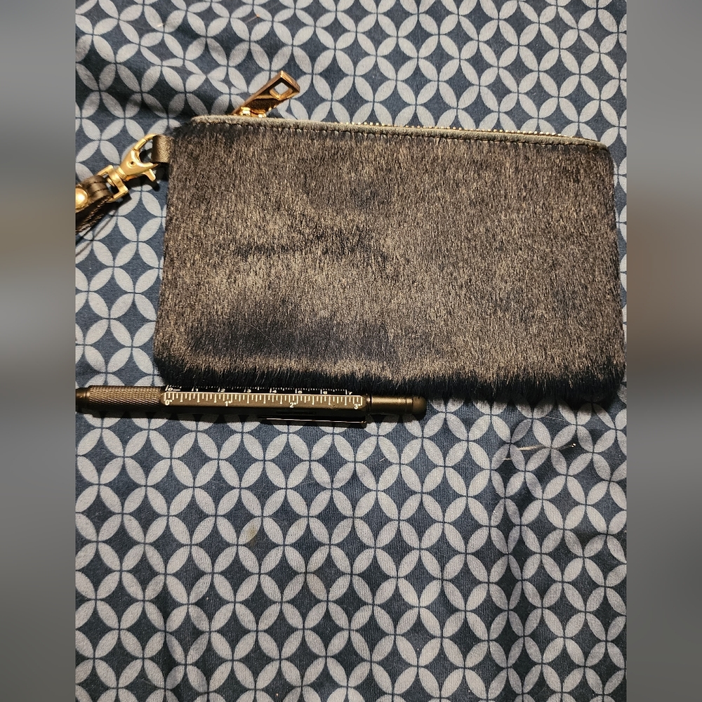 Michele Lopriore Dk Blue bag, Pouch, makeup bag, leather/animal's fur